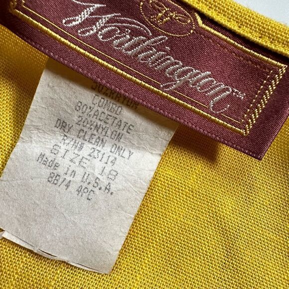 Vintage 80s Worthington Plus Size Yellow Long Sleeve Open Front Jacket - Size 18 - Picture 3 of 3